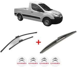 Set 3 stergatoare CITROEN BERLINGO Platform/Chassis (B9) din 2008 - 2021, pentru parbriz si luneta fata si spate auto, Bosch Twin, din cauciuc siliconat rezistent, 4 Stickere Auto CITROEN v8345