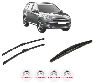 Set 3 stergatoare CITROEN C-CROSSER ENTERPRISE (VU_, VV_) din 2009, pentru parbriz si luneta fata si spate auto, Bosch Twin-Aerotwin Retrofit, din cauciuc siliconat rezistent, 4 Stickere Auto CITROEN - Img 2