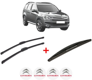 Set 3 stergatoare CITROEN C-CROSSER ENTERPRISE (VU_, VV_) din 2009, pentru parbriz si luneta fata si spate auto, Bosch Twin, din cauciuc siliconat rezistent, 4 Stickere Auto CITROEN v5825