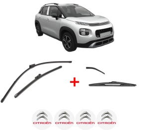 Set 3 stergatoare CITROEN C3 AIRCROSS II (2R_, 2C_) din 2017 - 2018, pentru parbriz si luneta fata si spate auto, Valeo Silencio, din cauciuc siliconat rezistent, 4 Stickere Auto CITROEN v11879