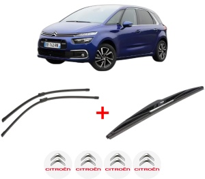 Set 3 stergatoare CITROEN C4 PICASSO II din 2013 - 2018, pentru parbriz si luneta fata si spate auto, Bosch Twin, din cauciuc siliconat rezistent, 4 Stickere Auto CITROEN v8465