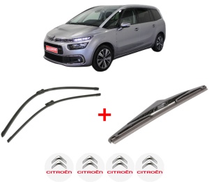 Set 3 stergatoare CITROEN GRAND C4 SPACETOURER (3A_, 3E_) din 2018 - 2019, pentru parbriz si luneta fata si spate auto, Bosch Twin, din cauciuc siliconat rezistent, 4 Stickere Auto CITROEN v6485