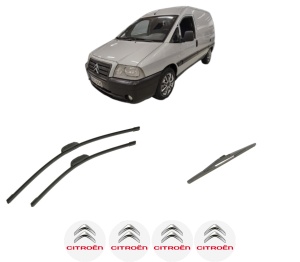 Set 3 stergatoare CITROEN JUMPY II Platform/Chassis din 2006-2016, pentru parbriz si luneta fata si spate auto, Bosch Twin-Aerotwin Retrofit, din cauciuc siliconat rezistent, 4 Stickere Auto CITROEN - Img 2