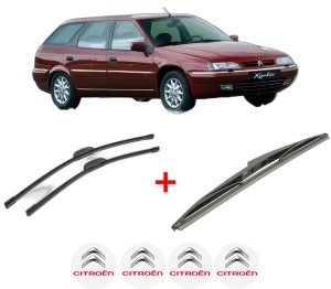 Set 3 stergatoare CITROEN XANTIA Estate Van (X2_) din 1997 - 2003, pentru parbriz si luneta fata si spate auto, Bosch Twin, din cauciuc siliconat rezistent, 4 Stickere Auto CITROEN v8285