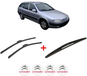Set 3 stergatoare CITROEN XSARA Estate Van din 1999 - 2005, pentru parbriz si luneta fata si spate auto, Bosch Twin, din cauciuc siliconat rezistent, 4 Stickere Auto CITROEN v7865