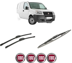 Set 3 stergatoare FIAT DOBLO Box Body/MPV (223_) din 2001-2010, pentru parbriz si luneta fata si spate auto, Bosch Twin-Aerotwin Retrofit, din cauciuc siliconat rezistent, 4 Stickere Auto FIAT - Img 2