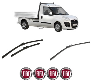 Set 3 stergatoare FIAT DOBLO Platform/Chassis (263_) din 2010-2023, pentru parbriz si luneta fata si spate auto, Bosch Aerotwin-Aerotwin, din cauciuc siliconat rezistent, 4 Stickere Auto FIAT - Img 2