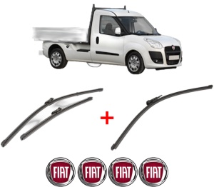 Set 3 stergatoare FIAT DOBLO Platform/Chassis (263_) din 2010 - 2023, pentru parbriz si luneta fata si spate auto, Valeo Silencio Xtrm, din cauciuc siliconat rezistent, 4 Stickere Auto FIAT v12539