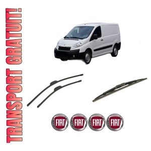 Set 3 stergatoare FIAT SCUDO Van (270_, 272_) din 2007-2016, pentru parbriz si luneta fata si spate auto, Bosch Twin-Aerotwin Retrofit, din cauciuc siliconat rezistent, 4 Stickere Auto FIAT