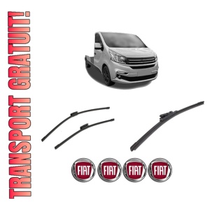Set 3 stergatoare FIAT TALENTO Platform/Chassis (296_) din 2016-2019, pentru parbriz si luneta fata si spate auto, Bosch Aerotwin-Aerotwin Multi, din cauciuc siliconat rezistent, 4 Stickere Auto FIAT