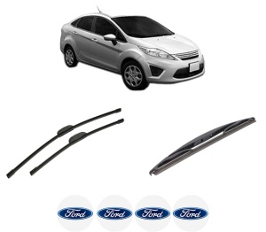 Set 3 stergatoare FORD FIESTA Saloon din 2002-2017, pentru parbriz si luneta fata si spate auto, Bosch Twin-Aerotwin Retrofit, din cauciuc siliconat rezistent, 4 Stickere Auto FORD - Img 2