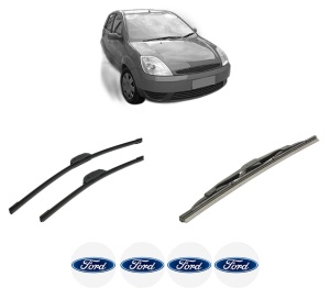 Set 3 stergatoare FORD FIESTA V (JH_, JD_) din 2001-2008, pentru parbriz si luneta fata si spate auto, Bosch Twin-Aerotwin Retrofit, din cauciuc siliconat rezistent, 4 Stickere Auto FORD - Img 2
