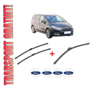 Set 3 stergatoare FORD GALAXY MK III VAN (CK) din 2019, pentru parbriz si luneta fata si spate auto, Bosch Aerotwin, din cauciuc siliconat rezistent, 4 Stickere Auto FORD
