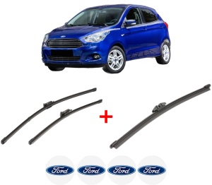 Set 3 stergatoare FORD KA+ III (UK, FK) din 2016, pentru parbriz si luneta fata si spate auto, Valeo Silencio, din cauciuc siliconat rezistent, 4 Stickere Auto FORD v12964