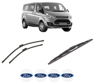 Set 3 stergatoare FORD TOURNEO CUSTOM V362 Bus (F3) din 2012-2023, pentru parbriz si luneta fata si spate auto, Bosch Twin-Aerotwin, din cauciuc siliconat rezistent, 4 Stickere Auto FORD - Img 2