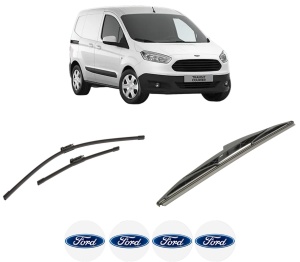 Set 3 stergatoare FORD TRANSIT COURIER B460 Box Body/MPV din 2014-2023, pentru parbriz si luneta fata si spate auto, Bosch Twin-Aerotwin, din cauciuc siliconat rezistent, 4 Stickere Auto FORD - Img 2