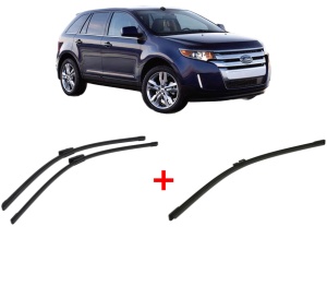 Set 3 stergatoare FORD USA EDGE din 2006 - 2018, pentru parbriz si luneta fata si spate auto, Bosch Aerotwin, din cauciuc siliconat rezistent, 4 Stickere Auto FORD USA v7145