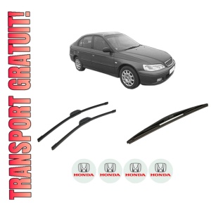 Set 3 stergatoare HONDA ACCORD VI Hatchback (CH, CL) din 1999-2002, pentru parbriz si luneta fata si spate auto, Bosch Twin-Aerotwin Retrofit, din cauciuc siliconat rezistent, 4 Stickere Auto HONDA