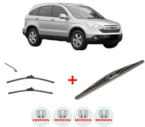 Set 3 stergatoare HONDA CR-V III (RE_) din 2006 - 2012, pentru parbriz si luneta fata si spate auto, Valeo Silencio, din cauciuc siliconat rezistent, 4 Stickere Auto HONDA v13924