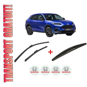 Set 3 stergatoare HONDA ZR-V din 2023, pentru parbriz si luneta fata si spate auto, Bosch Twin, din cauciuc siliconat rezistent, 4 Stickere Auto HONDA
