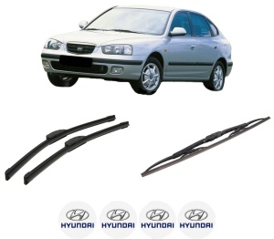 Set 3 stergatoare HYUNDAI ELANTRA III (XD) din 2000-2006, pentru parbriz si luneta fata si spate auto, Bosch Twin-Aerotwin Retrofit, din cauciuc siliconat rezistent, 4 Stickere Auto HYUNDAI - Img 2