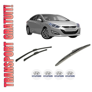Set 3 stergatoare HYUNDAI i40 I (VF) din 2012-2019, pentru parbriz si luneta fata si spate auto, Bosch Twin-Aerotwin Retrofit, din cauciuc siliconat rezistent, 4 Stickere Auto HYUNDAI