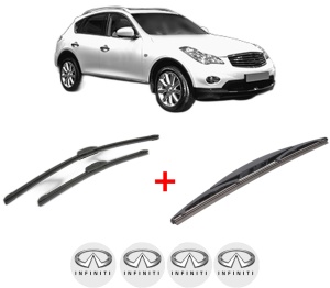 Set 3 stergatoare INFINITI QX50 I din 2013, pentru parbriz si luneta fata si spate auto, Bosch Twin, din cauciuc siliconat rezistent, 4 Stickere Auto INFINITI v4925