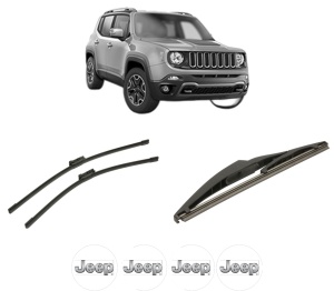 Set 3 stergatoare JEEP RENEGADE SUV (BU, B1, BV) din 2014-2022, pentru parbriz si luneta fata si spate auto, Bosch Twin-Aerotwin, din cauciuc siliconat rezistent, 4 Stickere Auto JEEP - Img 2