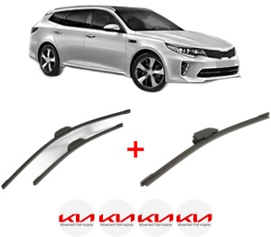 Set 3 stergatoare KIA OPTIMA Sportswagon (JF) din 2016 - 2019, pentru parbriz si luneta fata si spate auto, Bosch Aerotwin, din cauciuc siliconat rezistent, 4 Stickere Auto KIA v3180