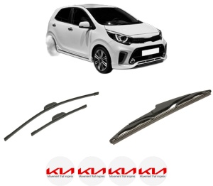Set 3 stergatoare KIA PICANTO III (JA) din 2017-2024, pentru parbriz si luneta fata si spate auto, Bosch Twin-Aerotwin Retrofit, din cauciuc siliconat rezistent, 4 Stickere Auto KIA - Img 2