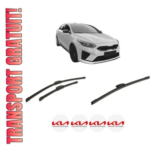 Set 3 stergatoare KIA PROCEED Combi Van (CD) din 2018-2020, pentru parbriz si luneta fata si spate auto, Bosch Aerotwin-Aerotwin Retrofit, din cauciuc siliconat rezistent, 4 Stickere Auto KIA