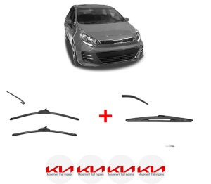 Set 3 stergatoare KIA RIO III Hatchback Van (UB) din 2011 - 2017, pentru parbriz si luneta fata si spate auto, Valeo Silencio, din cauciuc siliconat rezistent, 4 Stickere Auto KIA v12059