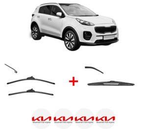 Set 3 stergatoare KIA SPORTAGE IV (QL, QLE) din 2015 - 2022, pentru parbriz si luneta fata si spate auto, Valeo Silencio, din cauciuc siliconat rezistent, 4 Stickere Auto KIA v12179
