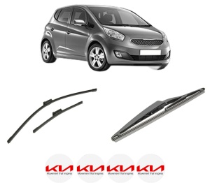 Set 3 stergatoare KIA VENGA (YN) din 2010-2019, pentru parbriz si luneta fata si spate auto, Bosch Twin-Aerotwin, din cauciuc siliconat rezistent, 4 Stickere Auto KIA - Img 2