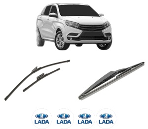 Set 3 stergatoare LADA XRAY (GAB_) din 2016-2021, pentru parbriz si luneta fata si spate auto, Bosch Twin-Aerotwin, din cauciuc siliconat rezistent, 4 Stickere Auto LADA - Img 2