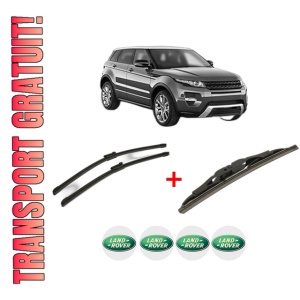 Set 3 stergatoare LAND ROVER RANGE ROVER EVOQUE (L538) din 2011 - 2019, pentru parbriz si luneta fata si spate auto, Bosch Twin, din cauciuc siliconat rezistent, 4 Stickere Auto LAND ROVER