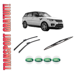Set 3 stergatoare LAND ROVER RANGE ROVER SPORT II (L494) din 2013-2022, pentru parbriz si luneta fata si spate auto, Bosch Twin-Aerotwin, din cauciuc siliconat rezistent, 4 Stickere Auto LAND ROVER