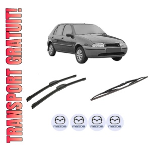 Set 3 stergatoare MAZDA 121 III (JASM, JBSM) din 1996-2003, pentru parbriz si luneta fata si spate auto, Bosch Twin-Aerotwin Retrofit, din cauciuc siliconat rezistent, 4 Stickere Auto MAZDA