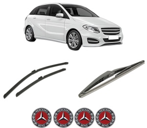 Set 3 stergatoare MERCEDES-BENZ B-CLASS Sports Tourer (W246, W242) din 2011-2018, pentru parbriz si luneta fata si spate auto, Bosch Twin-Aerotwin, din cauciuc siliconat rezistent, 4 Stickere Auto MERCEDES-BENZ - Img 2