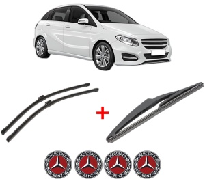 Set 3 stergatoare MERCEDES-BENZ B-CLASS Sports Tourer (W246, W242) din 2011 - 2018, pentru parbriz si luneta fata si spate auto, Valeo Silencio, din cauciuc siliconat rezistent, 4 Stickere Auto MERCEDES-BENZ v15124