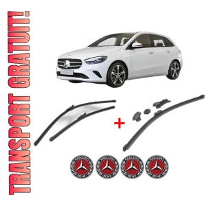 Set 3 stergatoare MERCEDES-BENZ B-CLASS Sports Tourer (W247) din 2018 - 2021, pentru parbriz si luneta fata si spate auto, Valeo HydroConnect, din cauciuc siliconat rezistent, 4 Stickere Auto MERCEDES-BENZ