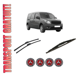 Set 3 stergatoare MERCEDES-BENZ CITAN Mixto (Double Cabin) (W415) din 2012-2021, pentru parbriz si luneta fata si spate auto, Bosch Twin-Aerotwin Retrofit, din cauciuc siliconat rezistent, 4 Stickere Auto MERCEDES-BENZ