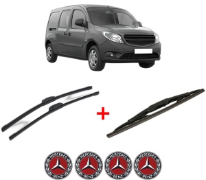 Set 3 stergatoare MERCEDES-BENZ CITAN Mixto (Double Cabin) (W415) din 2012 - 2021, pentru parbriz si luneta fata si spate auto, Bosch Twin, din cauciuc siliconat rezistent, 4 Stickere Auto MERCEDES-BENZ v10325