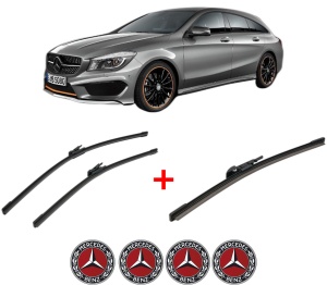 Set 3 stergatoare MERCEDES-BENZ CLA Shooting Brake (X117) din 2015 - 2019, pentru parbriz si luneta fata si spate auto, Bosch Aerotwin, din cauciuc siliconat rezistent, 4 Stickere Auto MERCEDES-BENZ v3425