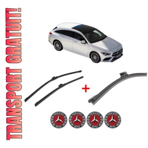 Set 3 stergatoare MERCEDES-BENZ CLA Shooting Brake (X118) din 2019, pentru parbriz si luneta fata si spate auto, Bosch Aerotwin, din cauciuc siliconat rezistent, 4 Stickere Auto MERCEDES-BENZ