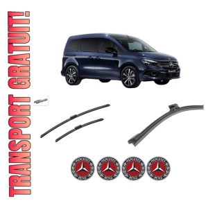 Set 3 stergatoare MERCEDES-BENZ EQT (W420) din 2023, pentru parbriz si luneta fata si spate auto, Bosch Aerotwin-Aerotwin, din cauciuc siliconat rezistent, 4 Stickere Auto MERCEDES-BENZ
