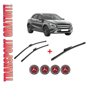 Set 3 stergatoare MERCEDES-BENZ GLA-CLASS (X156) din 2013 - 2019, pentru parbriz si luneta fata si spate auto, Bosch Aerotwin, din cauciuc siliconat rezistent, 4 Stickere Auto MERCEDES-BENZ