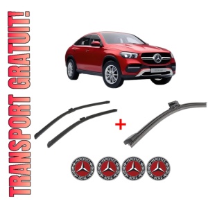 Set 3 stergatoare MERCEDES-BENZ GLE Coupe (C167) din 2019 - 2023, pentru parbriz si luneta fata si spate auto, Bosch Aerotwin, din cauciuc siliconat rezistent, 4 Stickere Auto MERCEDES-BENZ