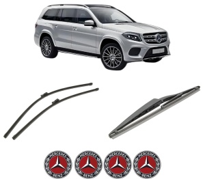 Set 3 stergatoare MERCEDES-BENZ GLS (X166) din 2015-2019, pentru parbriz si luneta fata si spate auto, Bosch Twin-Aerotwin, din cauciuc siliconat rezistent, 4 Stickere Auto MERCEDES-BENZ - Img 2