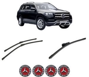 Set 3 stergatoare MERCEDES-BENZ GLS (X167) din 2019-2023, pentru parbriz si luneta fata si spate auto, Bosch Aerotwin-Aerotwin, din cauciuc siliconat rezistent, 4 Stickere Auto MERCEDES-BENZ - Img 2
